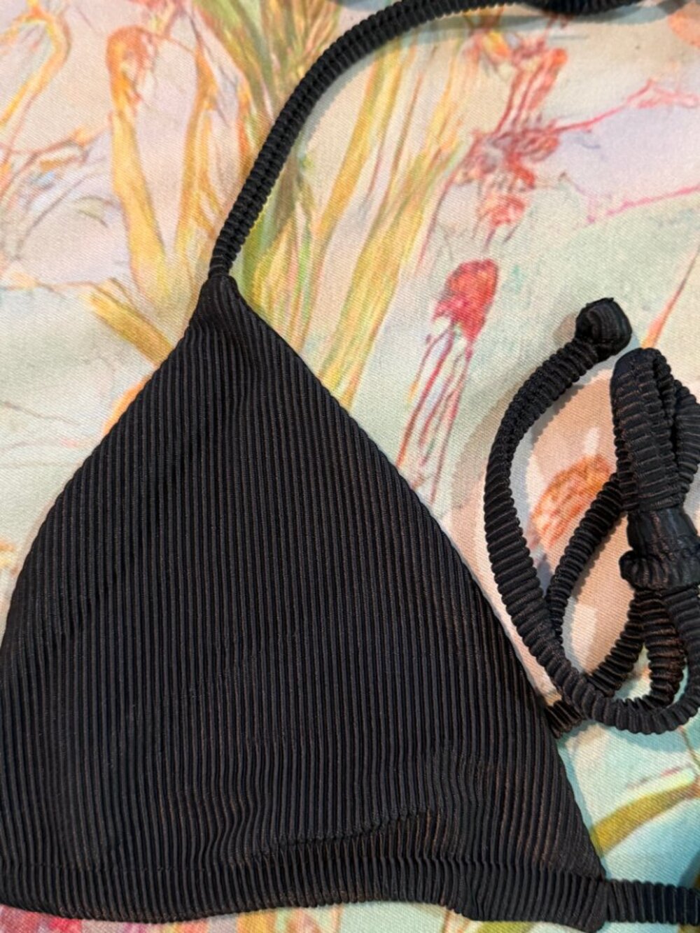 🖤 Beach Riot Winona Ribbed Triangle Bikini Top | Black | Size S | NWT - Picture 3 of 7